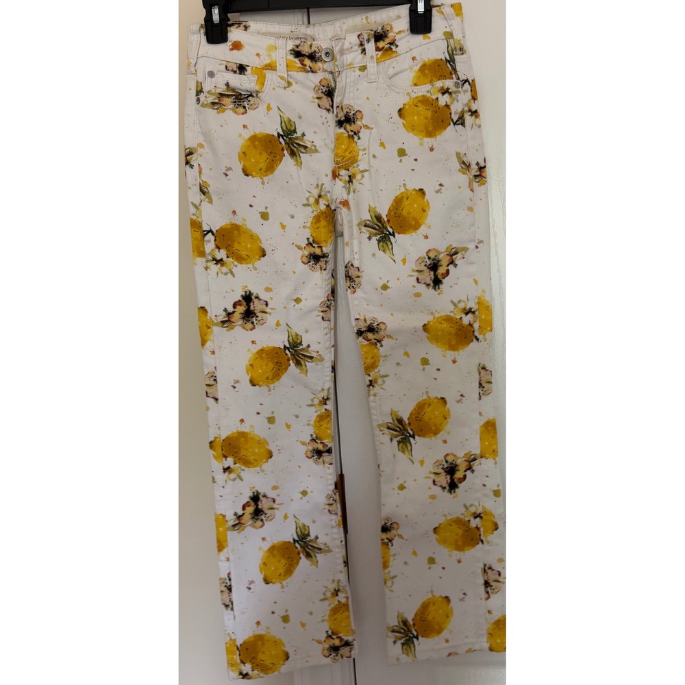 Pilcro and the Letterpress Anthropologie Lemon Print High Rise Bootcut Jeans 25 - Picture 1 of 7